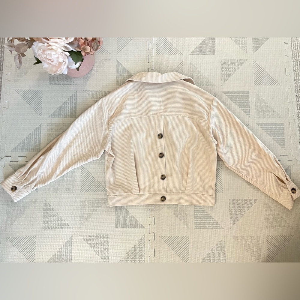 Drop Shoulder Corduroy Jacket Beige Size XS - Picture 13 of 13